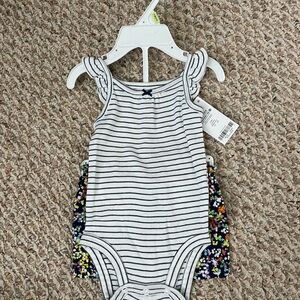 Carter's White and Black Bodysuit Classic Striped Design
